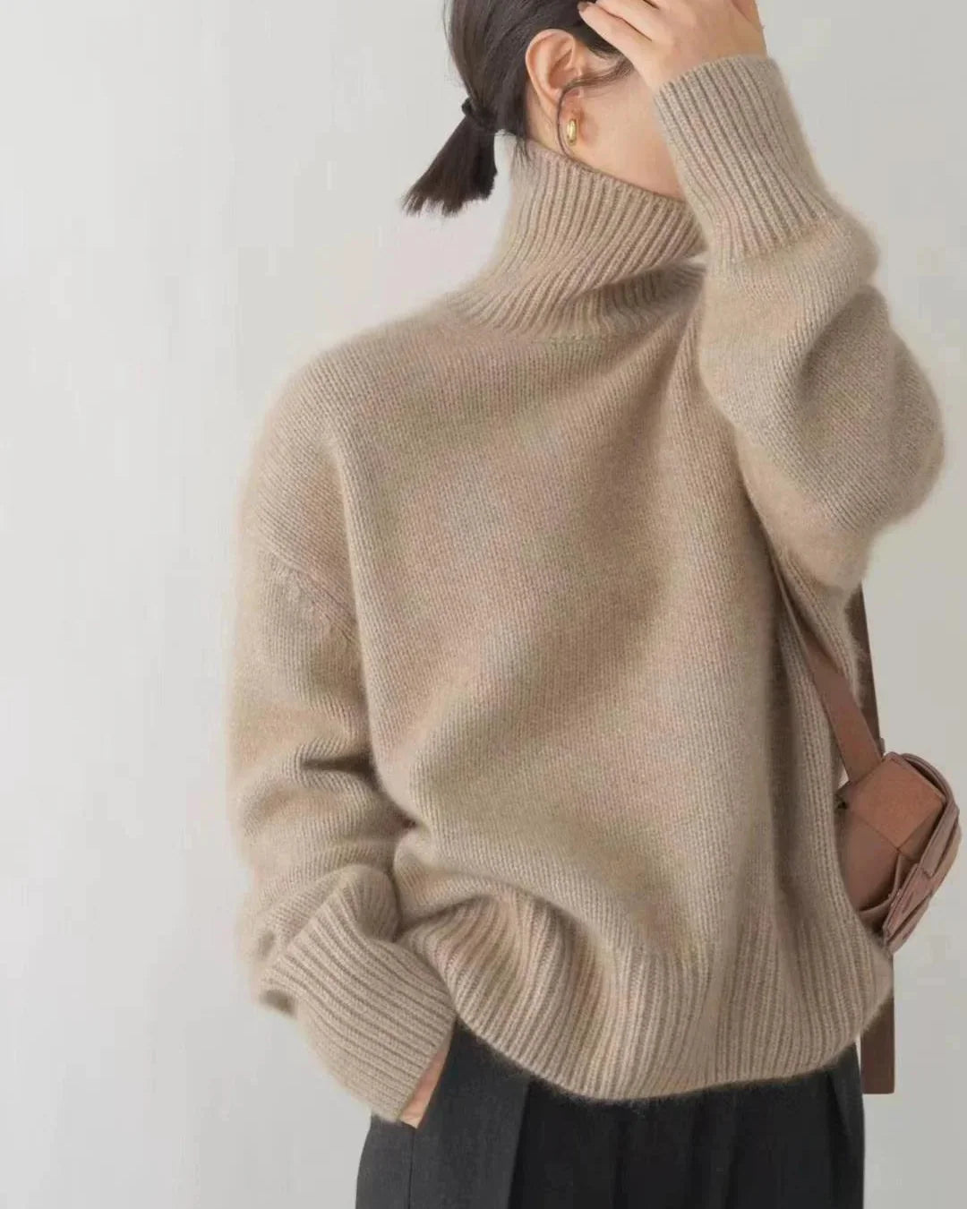 Women's Oversized Cotton Turtleneck Sweater