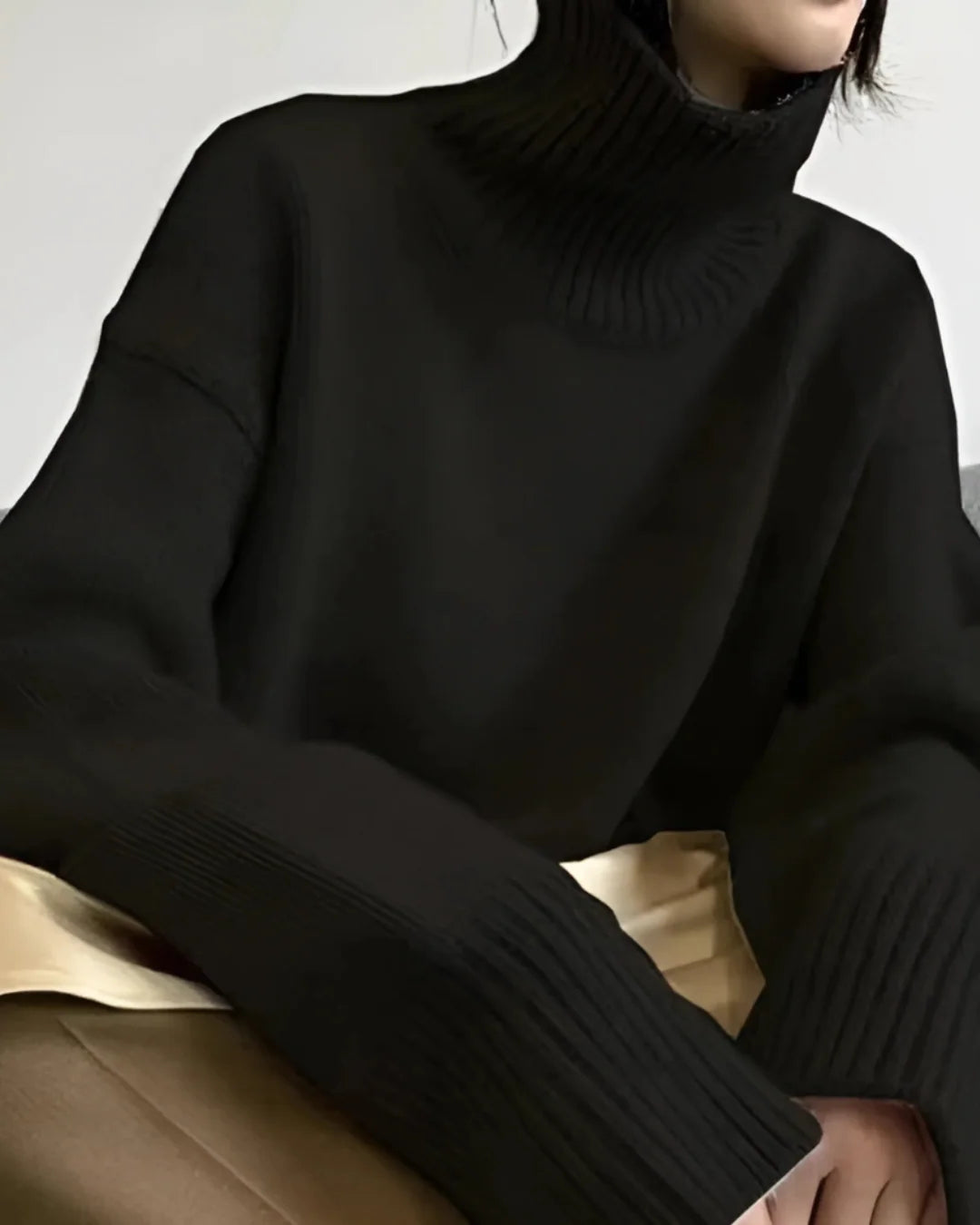 Women's Oversized Cotton Turtleneck Sweater