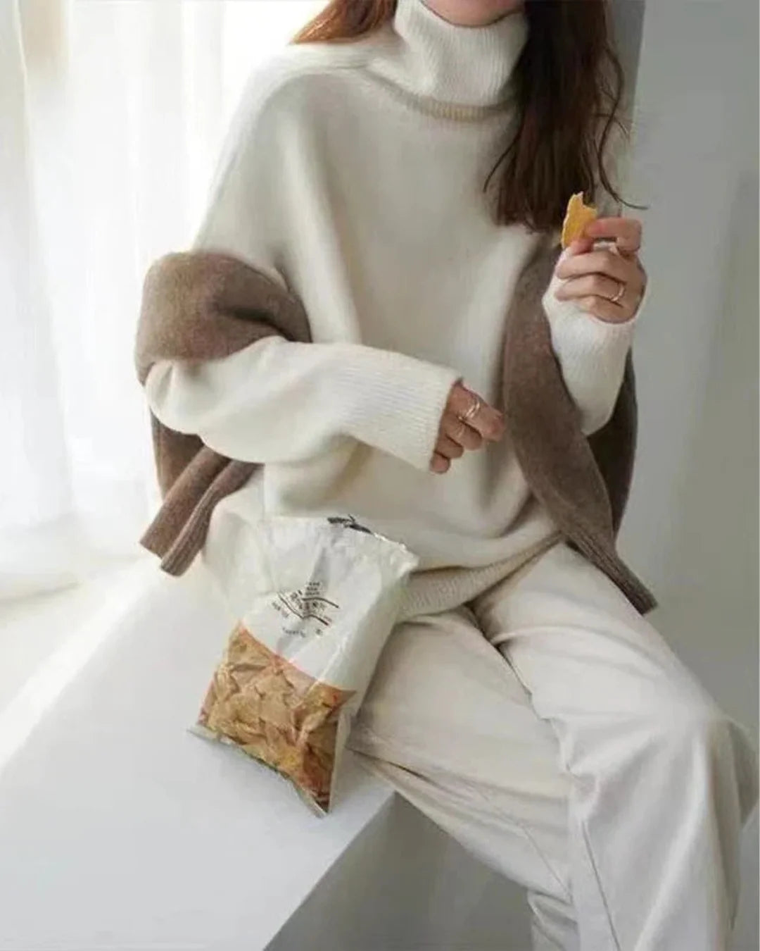 Women's Oversized Cotton Turtleneck Sweater