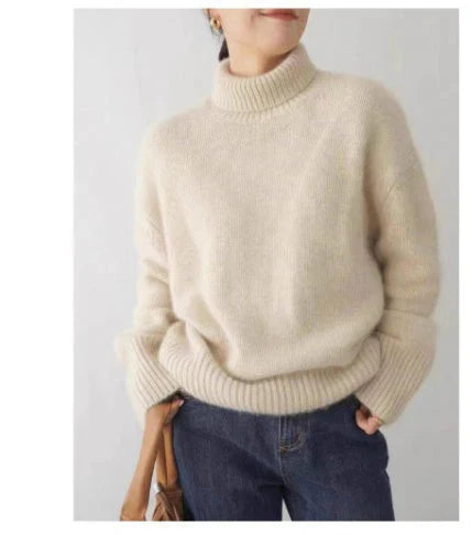 Women's Oversized Cotton Turtleneck Sweater