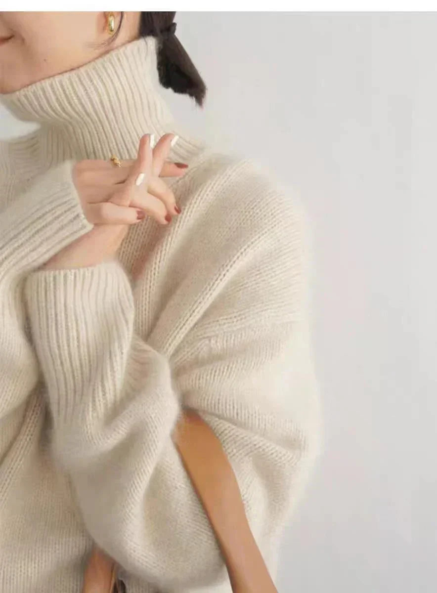 Women's Oversized Cotton Turtleneck Sweater