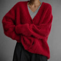 Women's Soft Fluffy Knit V-Neck Cardigan