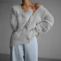 Women's Soft Fluffy Knit V-Neck Cardigan
