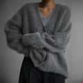 Women's Soft Fluffy Knit V-Neck Cardigan