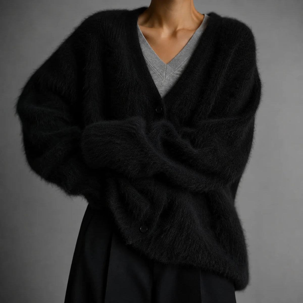Women's Soft Fluffy Knit V-Neck Cardigan