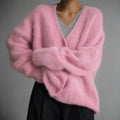 Women's Soft Fluffy Knit V-Neck Cardigan