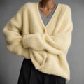 Women's Soft Fluffy Knit V-Neck Cardigan