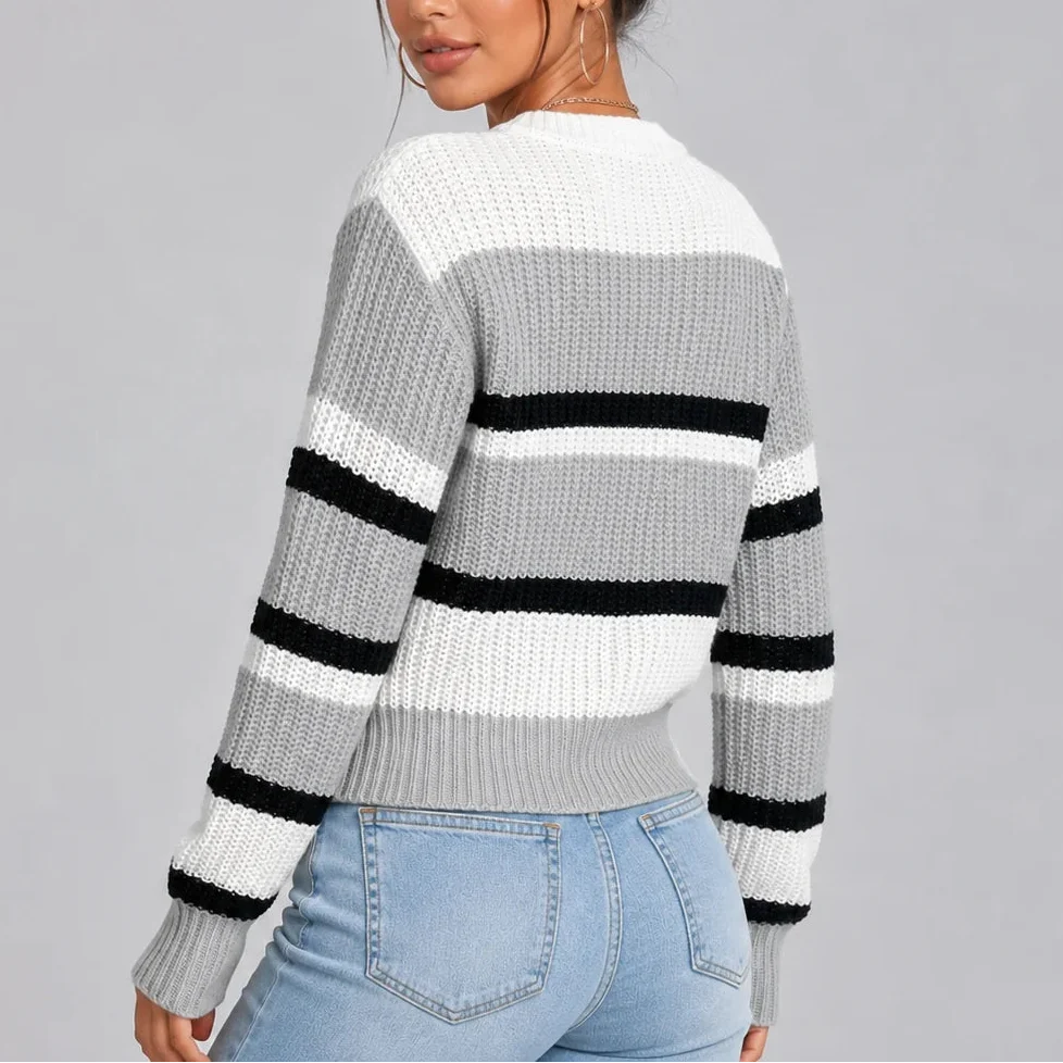 Women's Soft Knitted Striped Sweater