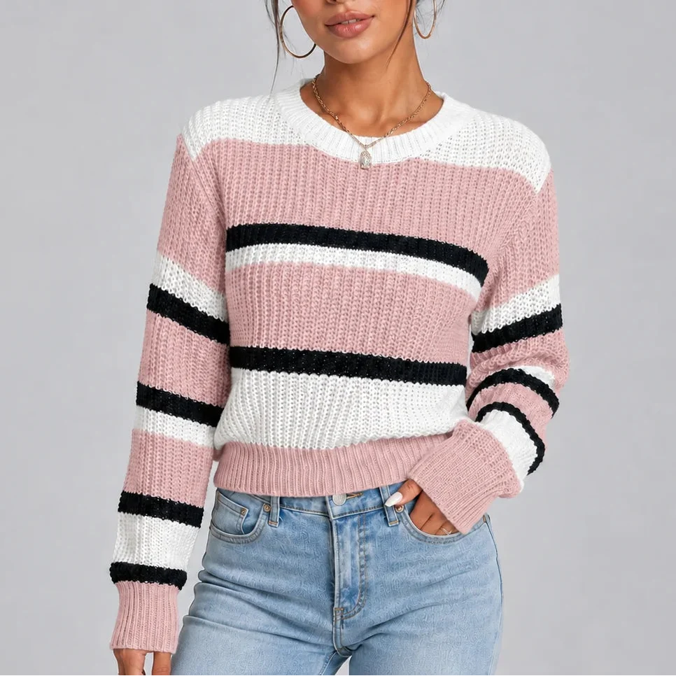 Women's Soft Knitted Striped Sweater