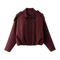 Women's Soft Suede Oversized Cropped Bomber Jacket
