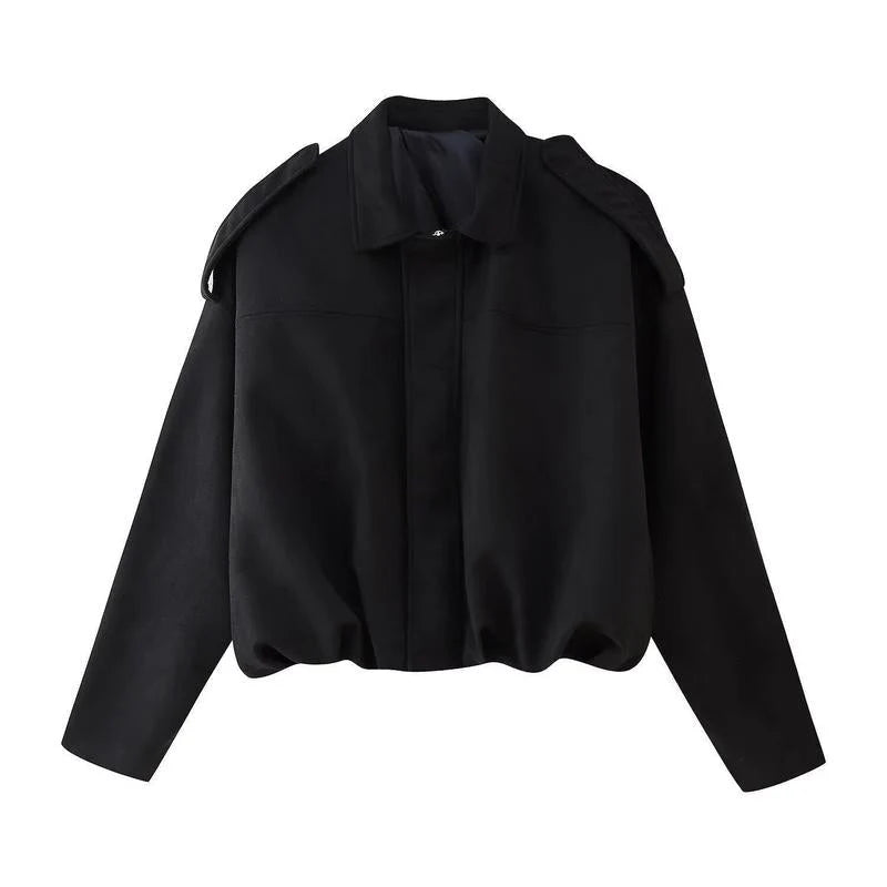 Women's Soft Suede Oversized Cropped Bomber Jacket