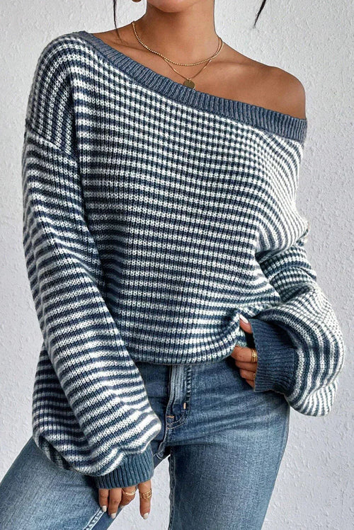 Women's Waffle Knit Off-Shoulder Oversized Sweater