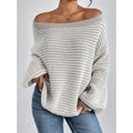 Women's Waffle Knit Off-Shoulder Oversized Sweater