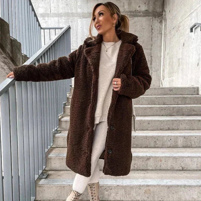 Women's Waterproof Faux Shearling Long Coat