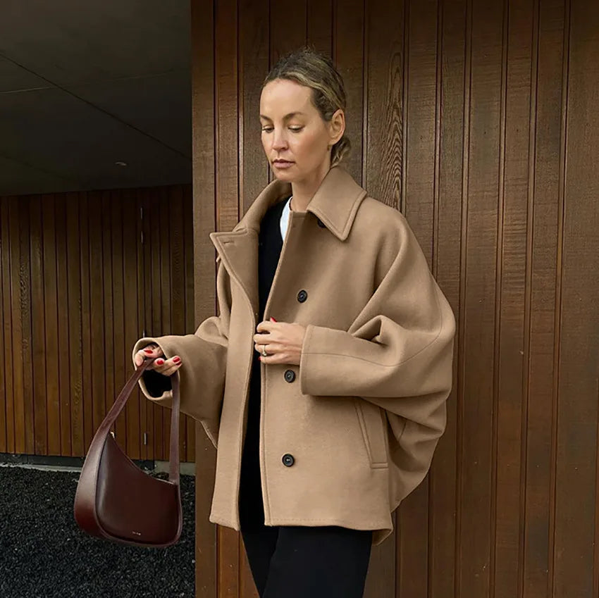 Women's Wool-Blend Batwing Sleeve Jacket