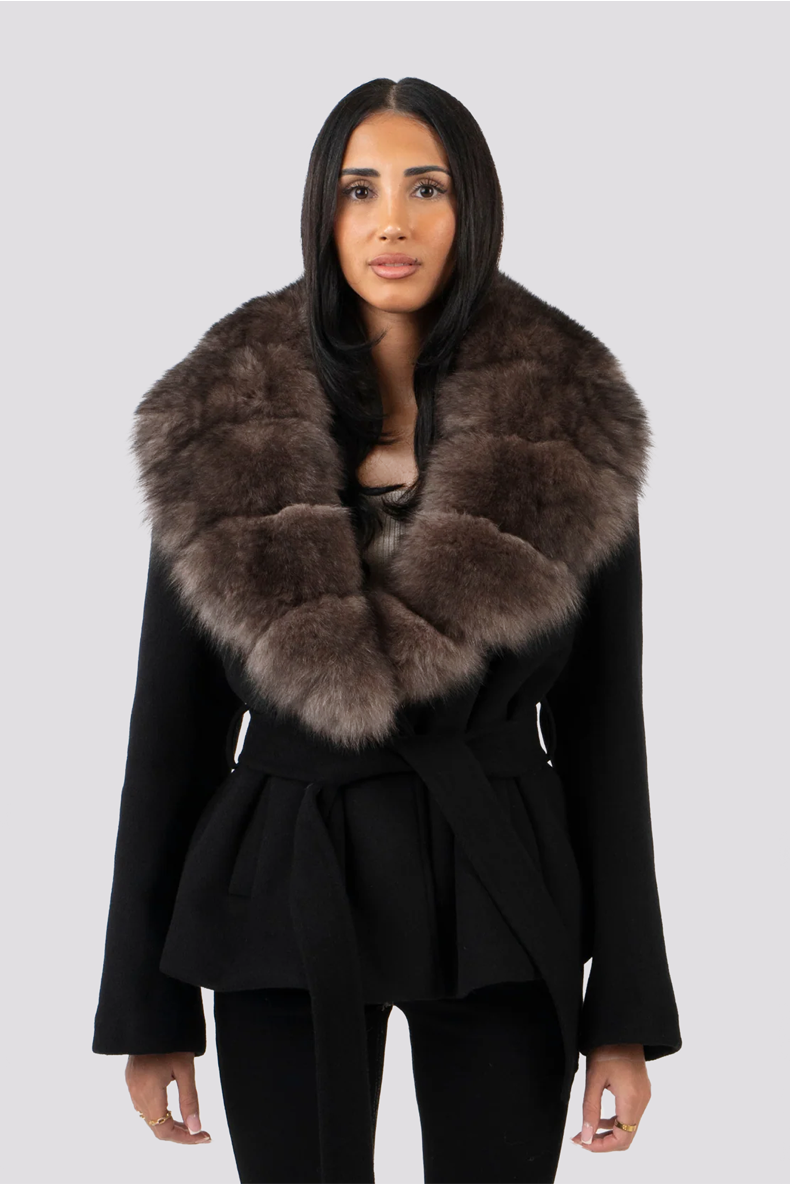 Amelia Faux Fur Oversized Collar Tailored Jacket