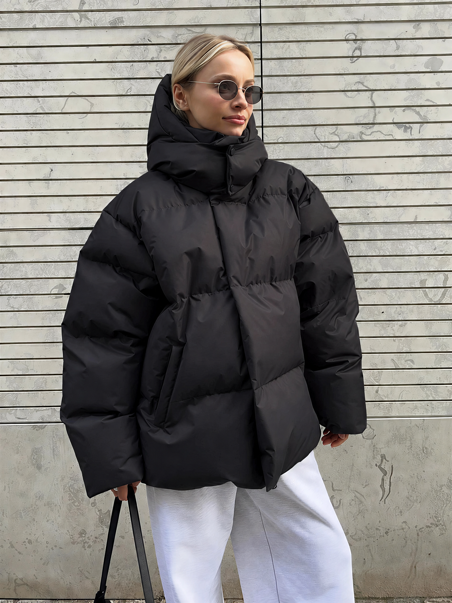 Women’s Oversized Hooded Puffer Jacket with Generous Padding